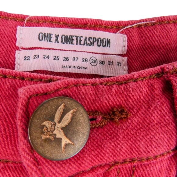 Revolve One Teaspoon Vanguard High Waist Denim Skirt in Red Envy 28 Jean Skirt - Picture 9 of 11
